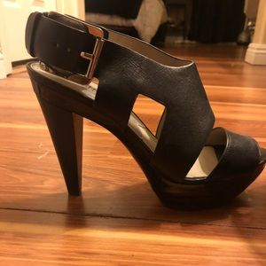 Michael Kors Chunky Black Leather Heels